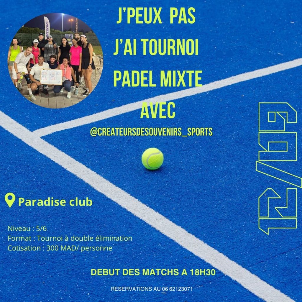 J’peux pas, j’ai tournoi padel mixte” avec @createursdesouvenirs_sports